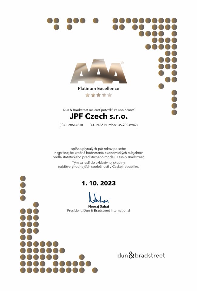 Certifikát AAA Platinum Excellence